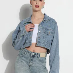 SHOWOFFFF Blue Embellished Jacket image 1