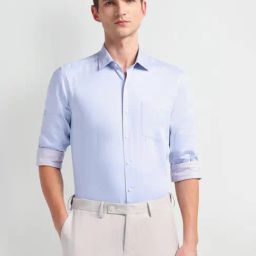 Arrow Blue Cotton Slim Fit Texture Shirt-picture-32