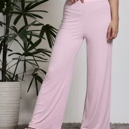 Sera Light Pink Regular Fit High rise Palazzos image 1