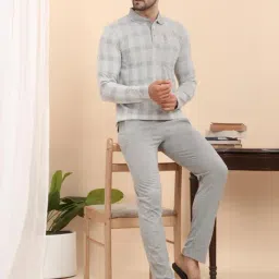 Sweet Dreams Grey Regular Fit Checks Lounge Set image 3