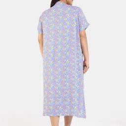 Zivame Blue Floral Print Night Dress image 2