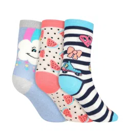 Skechers Crew- Fla Multicolor Printed Socks for Girls - Pack of 3 image 2