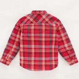 Ed-a-Mamma Kids Red Cotton Chequered Full Sleeves Shirt image 2