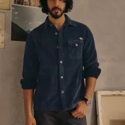 Andamen Escape Indigo Regular Fit Solid Overshirt-image-9