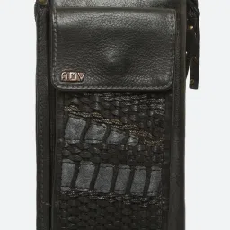 Art N Vintage Naamah Black Leather Textured  Zip Around Wallet for Women image 1