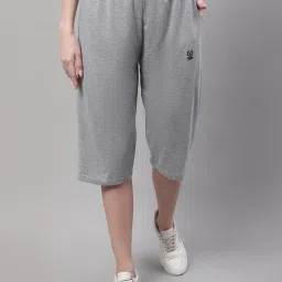 Vimal Jonney Grey Melange & Navy Mid Rise Capris - Pack of 2 image 2