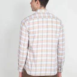 Arrow Sport Beige Cotton Slim Fit Checks Shirt image 2