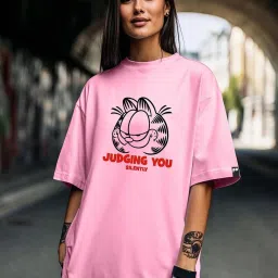 Bewakoof Pink Print Cotton Relaxed Fit T-Shirt image 1