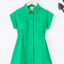 Ed-a-Mamma Kids Green Cotton Regular Fit Dress image 2