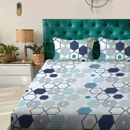 Klotthe Multicolor Cotton Blend 300 TC Double Bedsheet With 2 Pillow Covers image 2