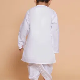 AJ Dezines Kids White Cotton Embroidered Full Sleeves Kurta Set image 2