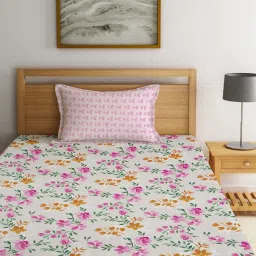 Klotthe Multicolor Cotton Blend 300 TC Single Bedsheet With 1 Pillow Cover image 2