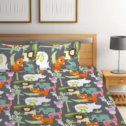 Klotthe Multicolor Cotton Blend 300 TC Double Bedsheet With 2 Pillow Covers image 2