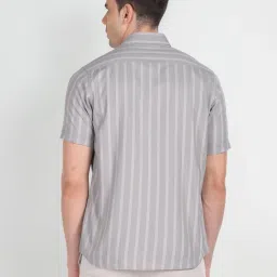 Arrow Sport Grey Cotton Regular Fit Striped Shirt image 2