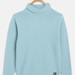 Octave Kids Blue Self Design Full Sleeves Sweater image 1