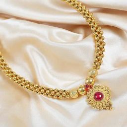 P.N.Gadgil Jewellers Adhvika Gold 22k Kolhapuri Thushi Necklace-picture-21