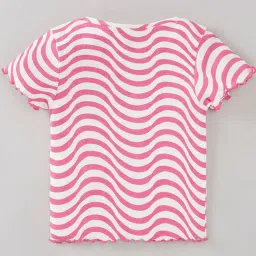 Ed-a-Mamma Kids Pink & White Cotton Printed T-Shirt image 2