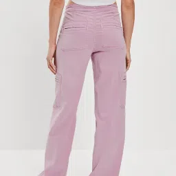 American Eagle Outfitters Purple Mid Rise Flared Trousers image 2
