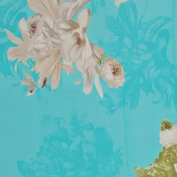 Satrani Turquoise Printed Saree With Unstitched Blouse Piece image 5