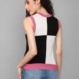 Allen Solly Black & White Color-Block Top image 2