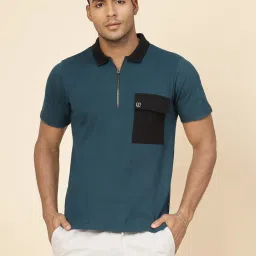 Rigo Men Teal Oversized Polo T-Shirt image 1
