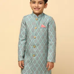 KISAH Boys Blue Embroidered Full Sleeves Sherwani image 1