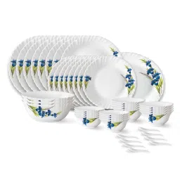 Larah by Borosil Nina Fluted White Opalware 44 Pieces Dinner Set image 1