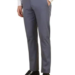 Allen Solly Grey Blended Slim Fit Solid Trousers image 3