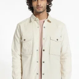 Rare Rabbit White Cotton Regular Fit Solid Jacket image 1