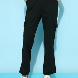 FITHUB Black Relaxed Fit High Rise Cargo Pants image 1