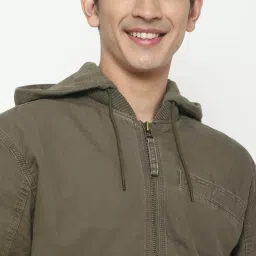 American Eagle Outfitters Green Regular Fit Hooded Jacket image 4