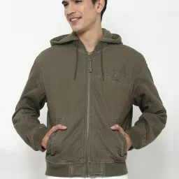 American Eagle Outfitters Green Regular Fit Hooded Jacket image 1