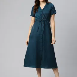 Cottinfab Teal Relaxed Fit Shirt Dress image 1