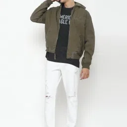 American Eagle Outfitters Green Regular Fit Hooded Jacket image 5