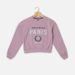 Allen Solly Girls Lilac Embroidery Full Sleeves Sweatshirt image 1