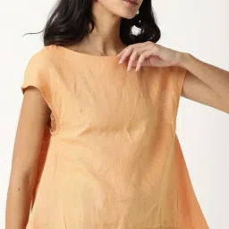 RAREISM Orange Linen Solid Top image 1