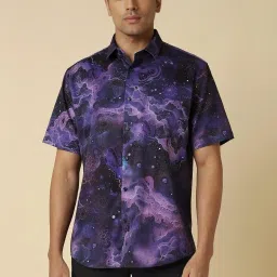 Allen Solly Black Cotton Slim Fit Printed Shirt image 1