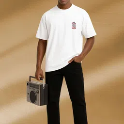 BUYTHATTRENDZ Animal Graphic Printed Drop-Shoulder Sleeves Cotton Oversized T-shirt image 5