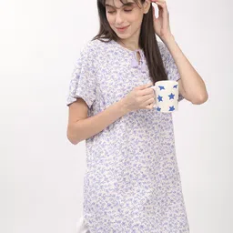 R&B Women Printed Pure Cotton Nightdress-image-12