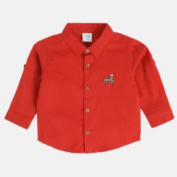 MINIKLUB Boys Red Solid Full Sleeves Shirt image 1