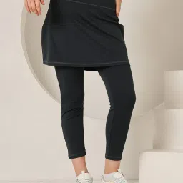 Clovia Grey Regular Fit High Rise Tights With Skirt image 1