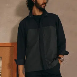 Andamen Escape Navy Relaxed Fit Solid Overshirt-image-19