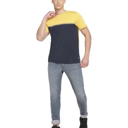 Lee Navy & Yellow Colour-Block T-Shirt image 5