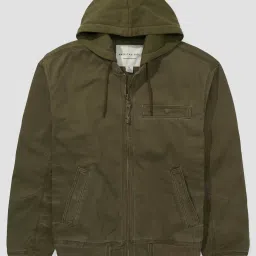 American Eagle Outfitters Green Regular Fit Hooded Jacket image 3