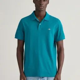 GANT Solid Polo Neck Regular Fit T-Shirt-picture-18