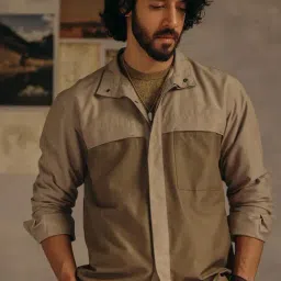 Andamen Escape Khaki Relaxed Fit Solid Overshirt-image-0