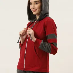 BRINNS Maroon & Grey Color-Block Hoodie image 3