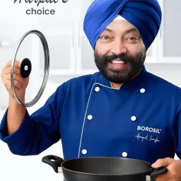 Borosil 2 L (22 cm) Hard Anodized Deep Kadai with Glass Lid ( Black ) image 4