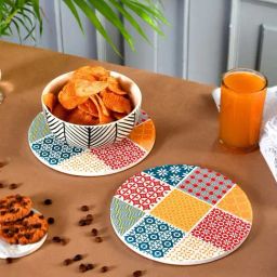 TAYHAA Multicolor Ceramic Exquisite Printed Coasters - Set of 2-picture-5