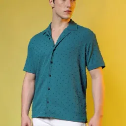 Campus Sutra Green Regular Fit Self Pattern Shirt-image-42